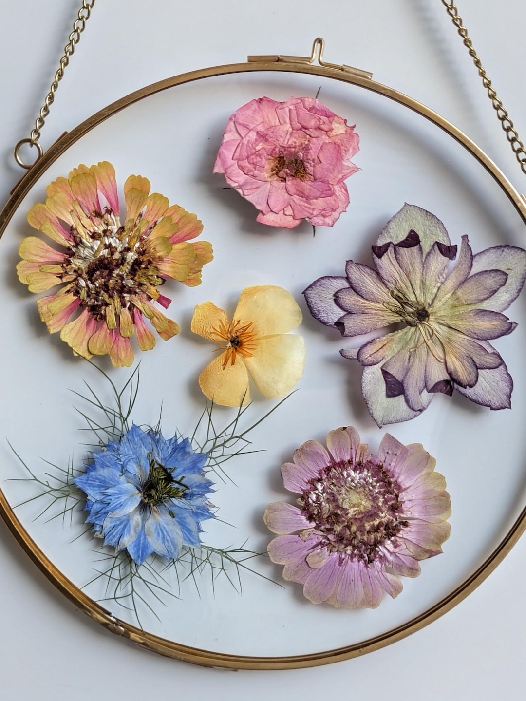 Pressed Flower Art, Flower Frame, Glass Hanging Frame, Flower Art ...