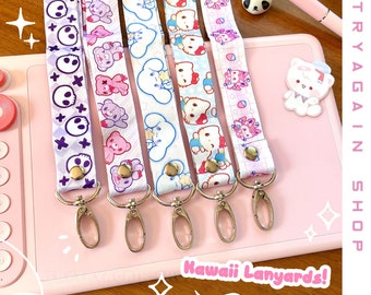 5 Pastel Aesthetic Lanyard Choices - Cute anime themed Pastel lanyards for ID holder, keys, wallet