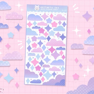 Stickervel Aestetic Clouds & Stars Sky - bujo bullet journal en planner polco stickers