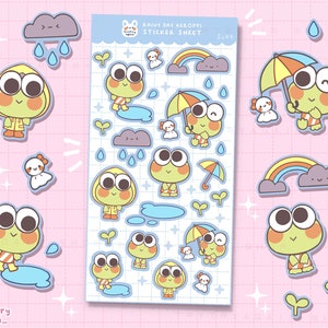 Rainyday Froggy stickers Glossy Sticker sheet - bujo bullet journal and planner polco stickers