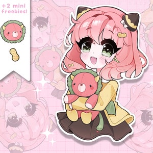 Peanut Spy Waterproof Vinyl Sticker pack -  kawaii anime girl laminated die-cut stickers