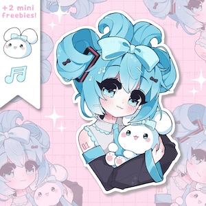 Cinnamon Bunny Miku Waterproof Vinyl Sticker pack -  kawaii anime girl laminated die-cut stickers