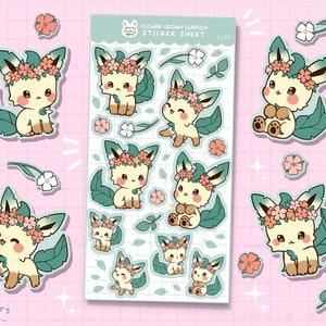 Flower Crown Leaf stickers Glossy Sticker sheet - bujo bullet journal and planner polco stickers