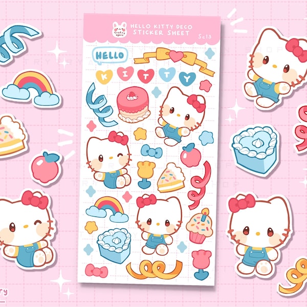 Stickers déco brillants Party Kitty - Stickers polco bullet journal et agenda Bujo