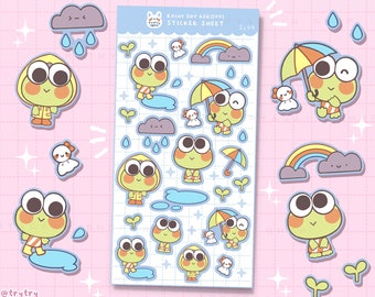 Rainyday Froggy stickers Glossy Sticker sheet - bujo bullet journal and planner polco stickers