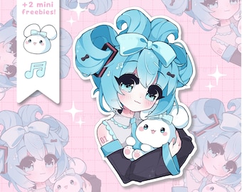 Cinnamon Bunny Miku wasserdichte Vinyl-Aufkleber - kawaii Anime Girl laminierte gestanzte Aufkleber