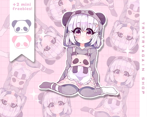 anime girl with panda hoodie