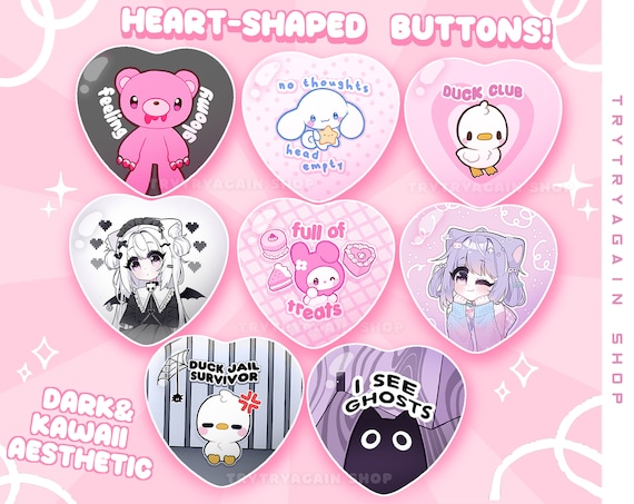 Kawaii Buttons - 1.25 - Over 20 designs - pins - badges – Flat Bonnie