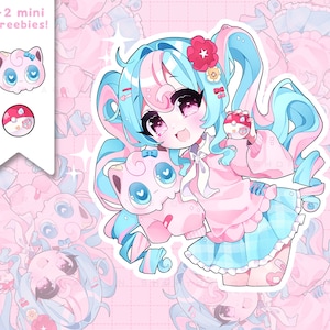 Pacote de adesivos de vinil à prova d'água Fairy Miku - adesivos laminados recortados de garotas de anime kawaii