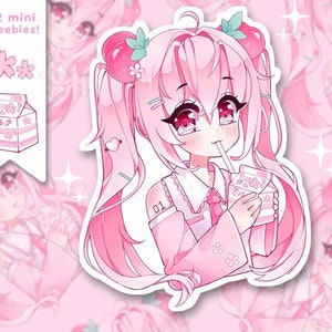 Cute Sakura Miku Waterproof Vinyl Sticker pack -  kawaii anime girl laminated die-cut stickers