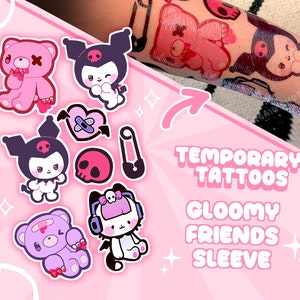 Gloomy Emo Friends Temporary Tattoos - Waterproof Fake Tattoo - spooky emo and dark aesthetic anime tattoos