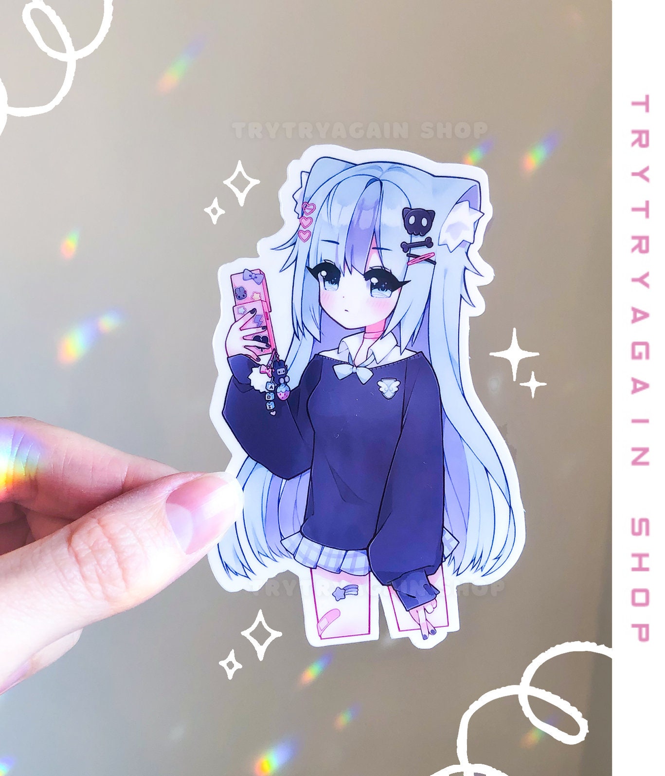 Cute Anime Waterproof Vinyl Sticker Pack Kawaii Neko Girl Laminated Die-cut  Stickers 