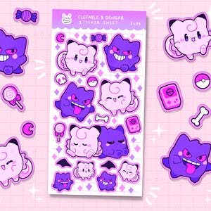 Hoja de pegatinas brillantes Ghost x Fairy - Pegatinas polco para bullet journal y planificador Ghost Fairy Bujo