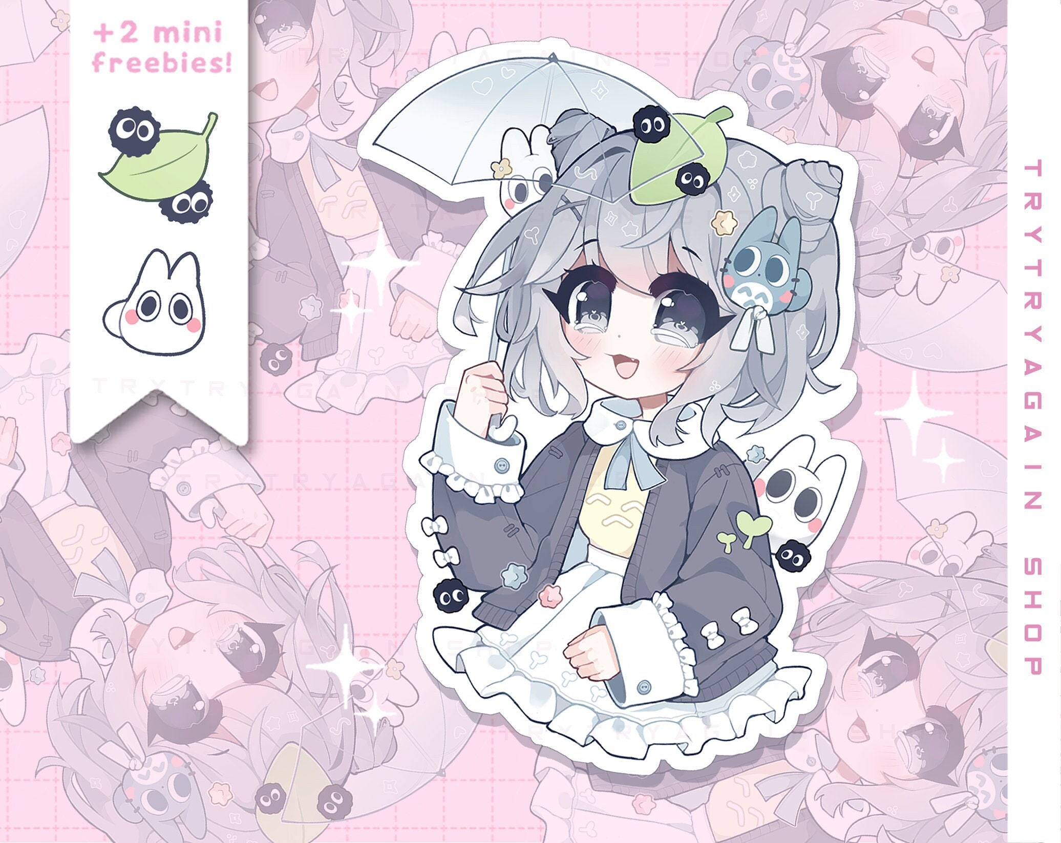 Shy Aoi Neko Girl Vinyl Sticker pack laminated kawaii -  Portugal