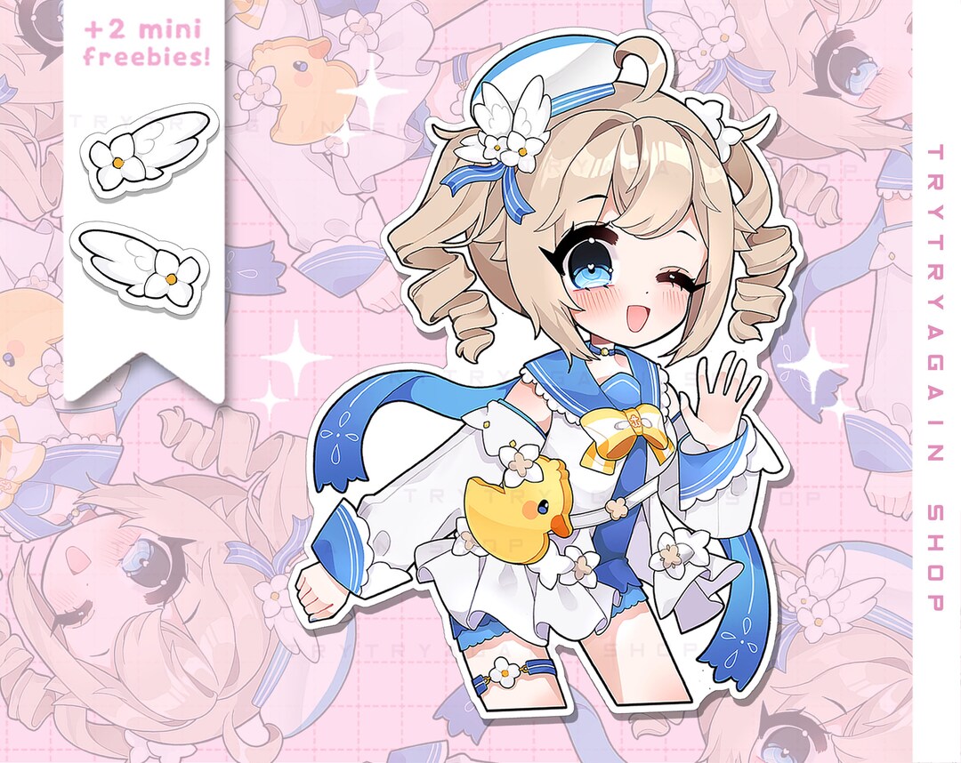 Barbara Genshin Impact Sticker: Summertime Sparkle Anime Girl ...