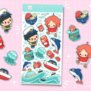 Fischmädchen im Meer Sticker Blatt - bujo Bullet Journal und Planner Polco Sticker