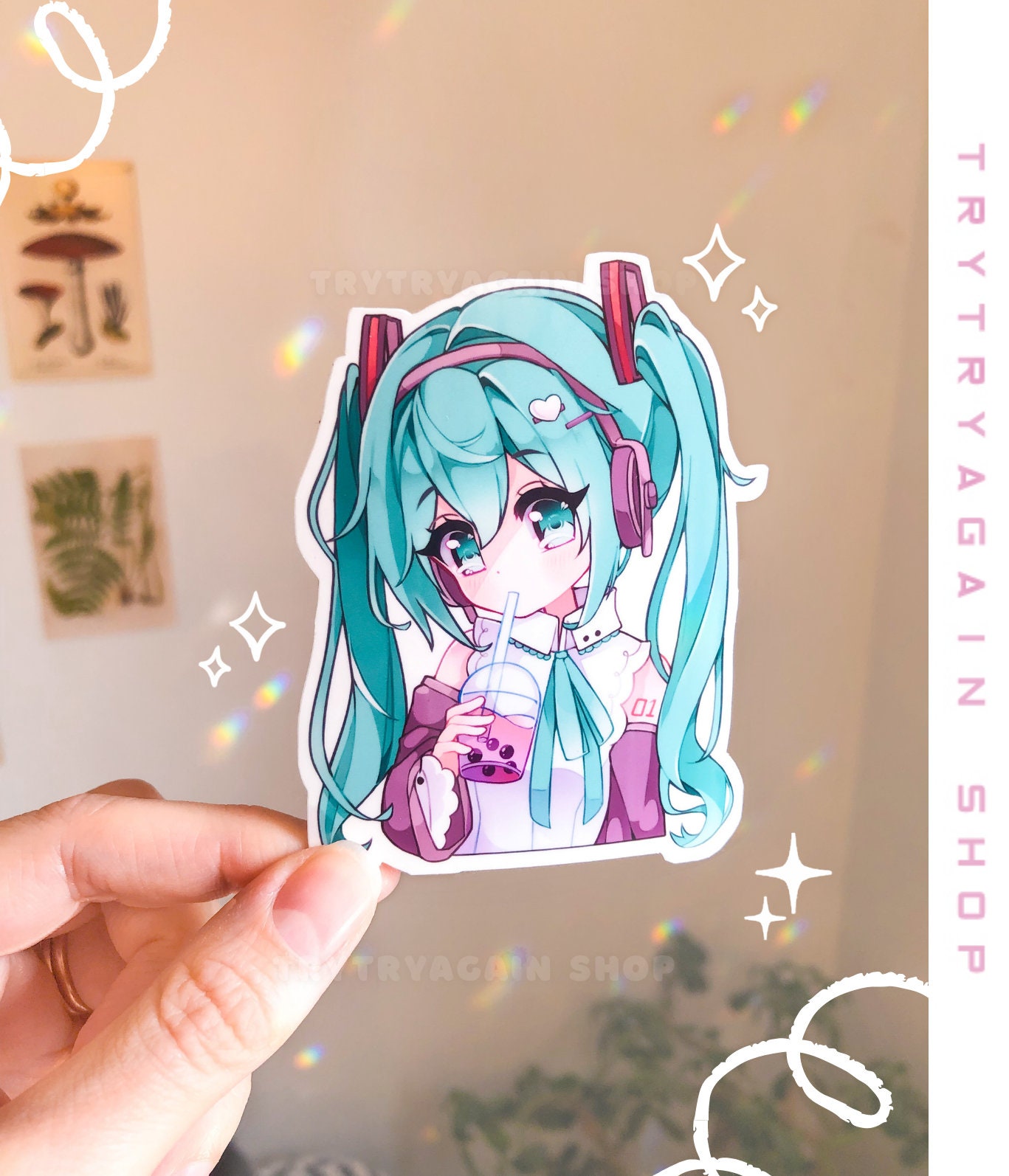 Shy Aoi Neko Girl Vinyl Sticker pack laminated kawaii -  Portugal