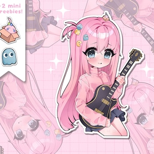 Bocchi Shy Guitar Anime Girl waterdichte vinylstickerpakket - gelamineerde kawaiistickers