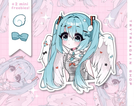 ScleraGo 65pcs/lot Green Japanese Anime Stickers Cute Girl Love Water Proof  Miku Stickers Water for Mobile Notebook Cup 9695