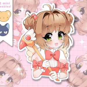 Pacchetto di adesivi in vinile impermeabile Sakura Anime Girl - adesivi kawaii laminati