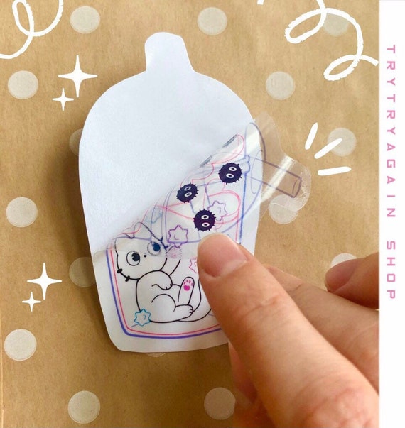 transparent kawaii anime sticker bundle see through floating etsy