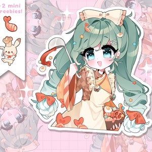 Joli pack d'autocollants en vinyle imperméable Miku neige hiver 2024 - Stickers plastifiés découpés, anime girl kawaii