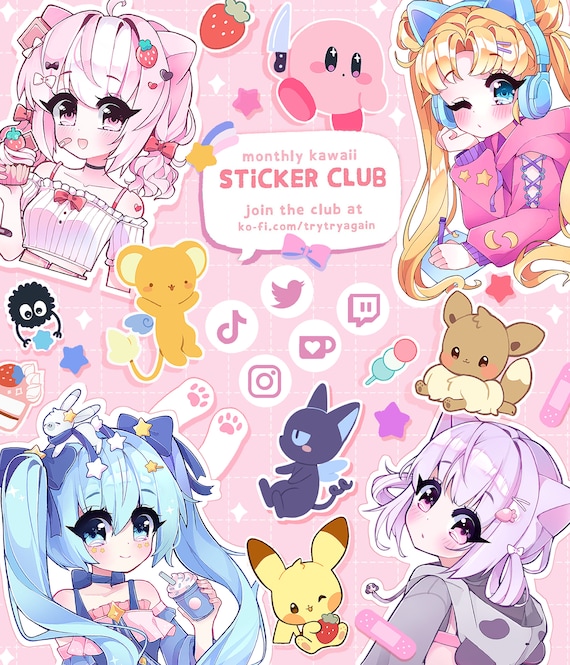 Kawaii Anime Stickers Cute Demons Sparkle Stickers Water Bottle Vinyl  Stickers Waterproof Stickers Sparkle Holo Vinyl Stickers 