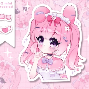 Shy Aoi Neko Girl Vinyl Sticker pack laminated kawaii -  Portugal