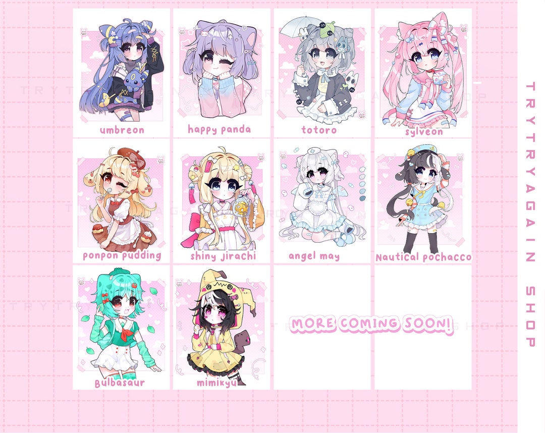 Kawaii Anime Girl Prints: Pastel Polaroid Style Postcards - Etsy