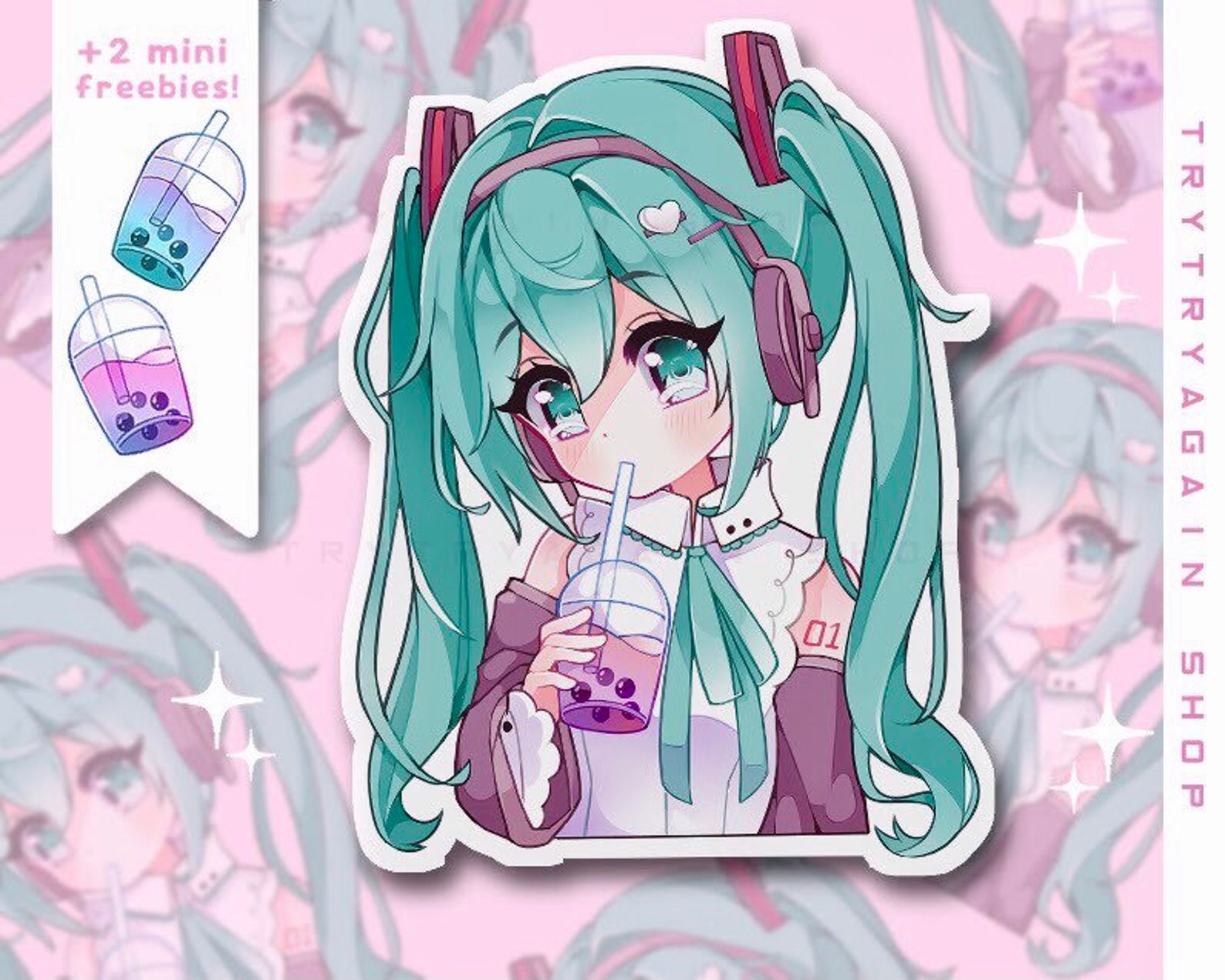 Cute Miku Boba Waterproof Vinyl Sticker Pack Kawaii Anime - Etsy