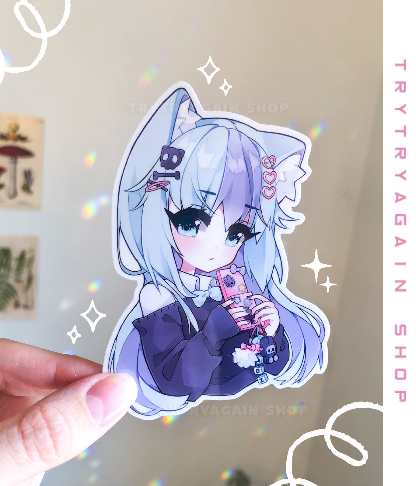 Shy Aoi Neko Girl Vinyl Sticker pack laminated kawaii -  Portugal