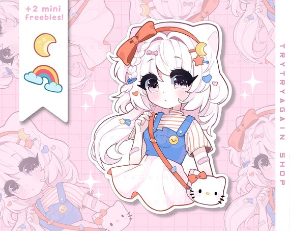 Kawaii anime girl Sticker for Sale by Wicmarts