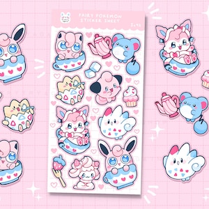 Feen Monster Freunde Teeparty Aufkleber glänzendes Stickerbogen - bujo Bullet Journal und Planer Sticker