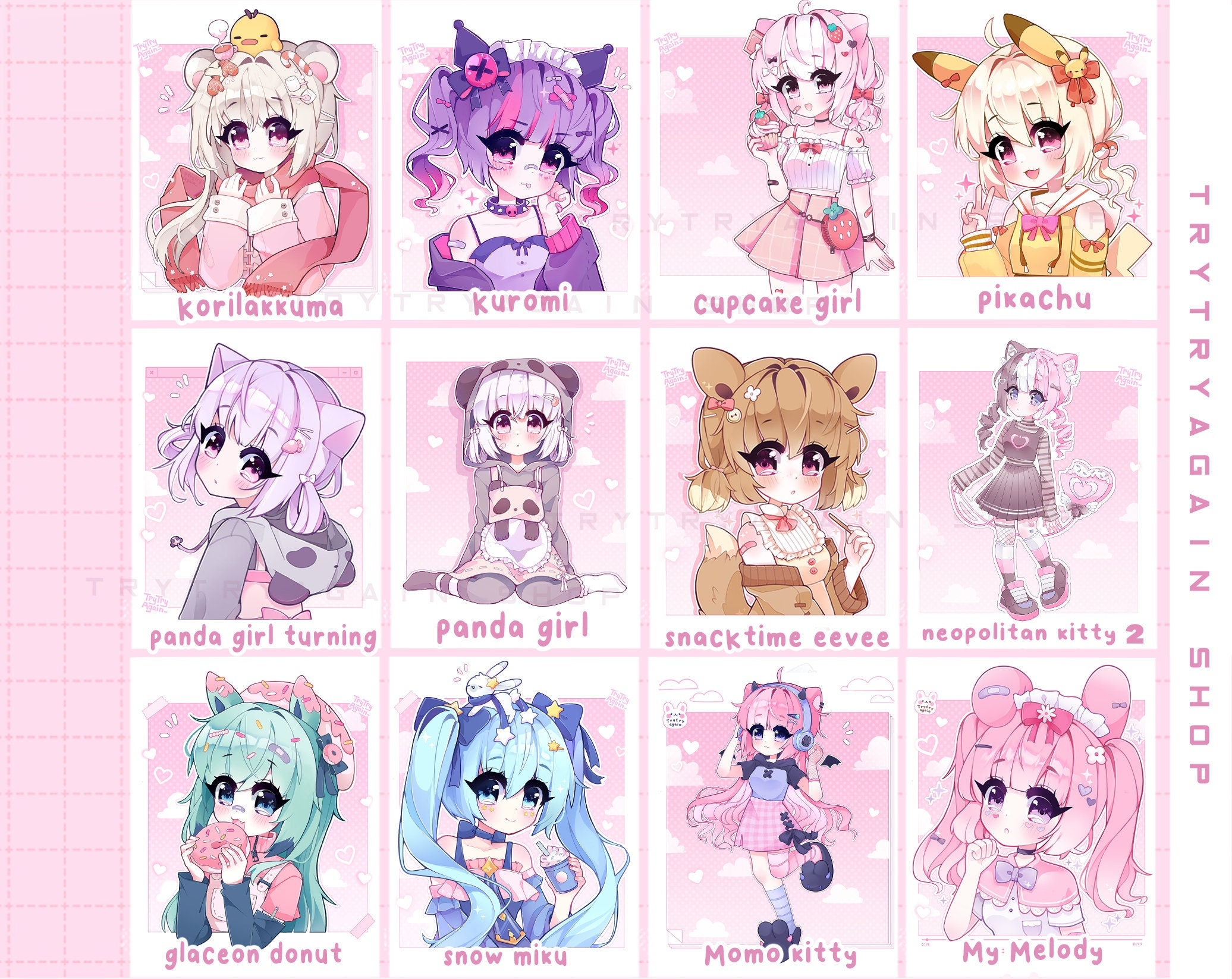 Shy Aoi Neko Girl Vinyl Sticker pack laminated kawaii -  Portugal