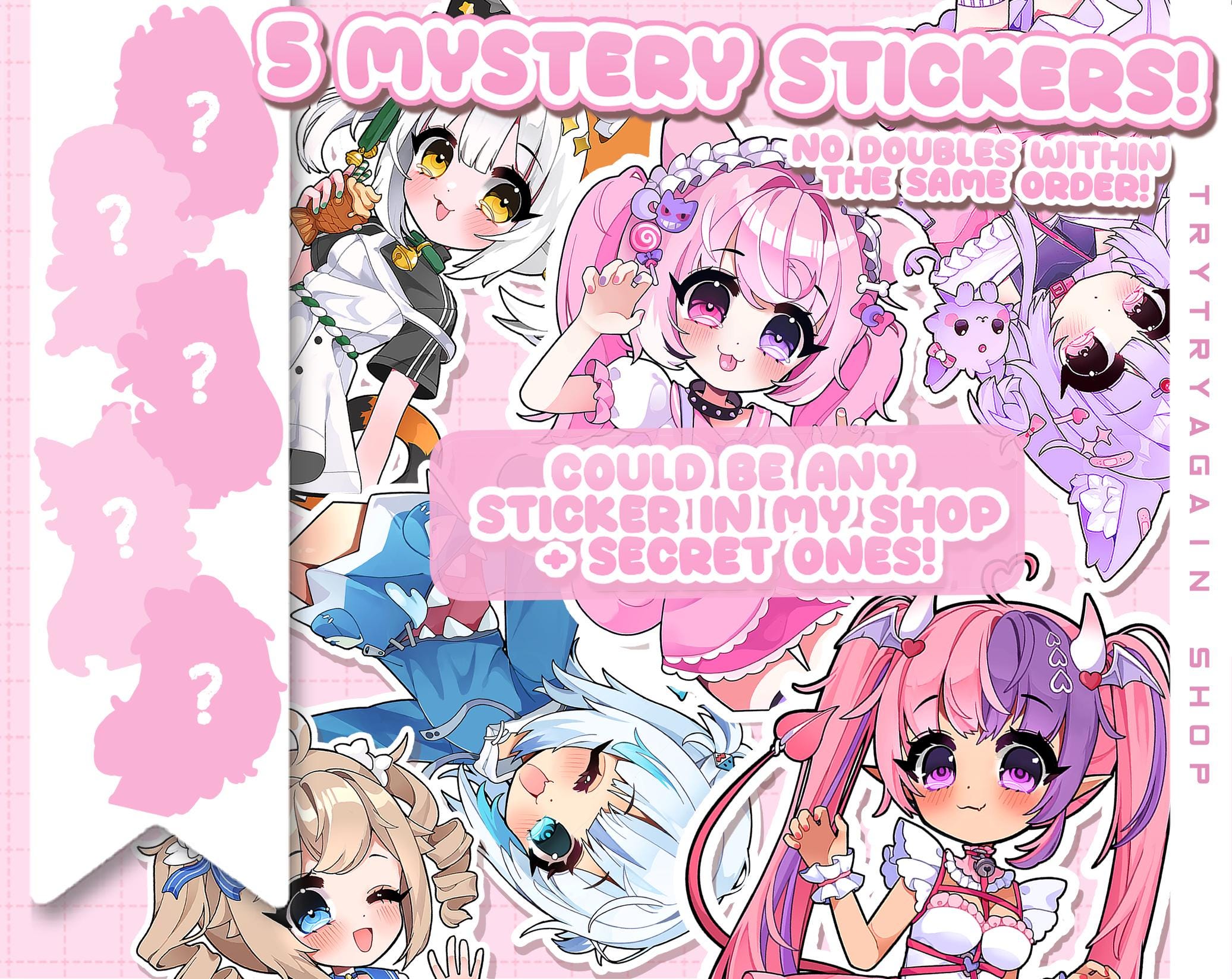 かわいいアニメガールステッカーパック：ラミネートビニールミステリー