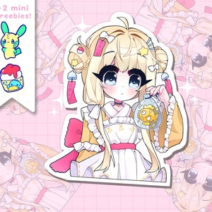 光沢のある Jira フェスティバル防水ビニールステッカーパック - かわいいアニメガールのラミネートダイカットステッカー