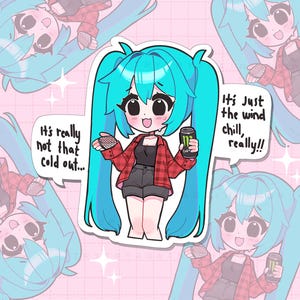 Midwest Miku - Minnesota Michigan Miku - Waterproof Vinyl Sticker -  kawaii anime girl laminated die-cut stickers