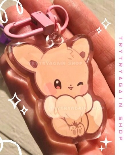 Pokemon Pikachu / Eevee Kawaii 2 Inch Clear Acrylic Keychains Epoxy Double  Sided Anime Fanart Charm Gift 