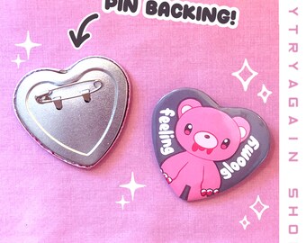 Custom Heart Shaped Button Pins