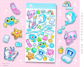 Frutiger Aero 2000s-Core Japanese Monster Sticker sheet - bujo bullet journal and planner polco stickers