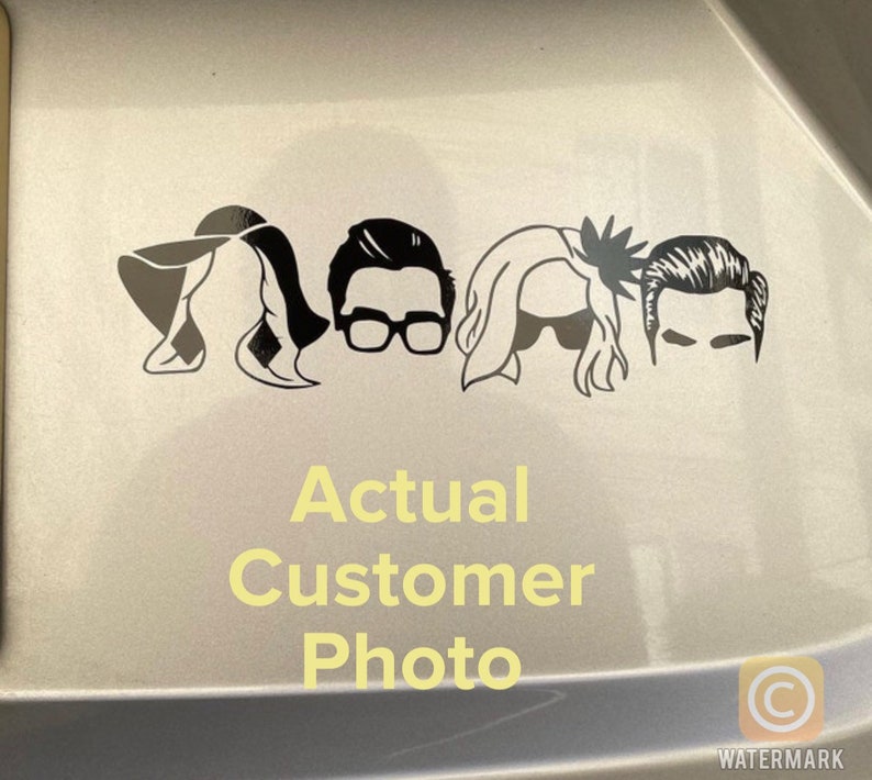 May include: Black and white silhouette of four people's faces, including two women and two men. The text "Actual Customer Photo" is below the image.