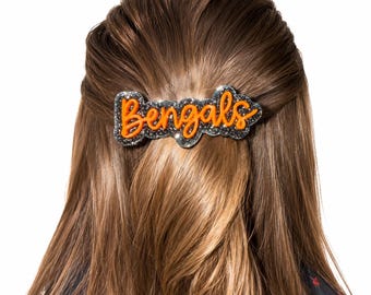 Presilha de cabelo com glitter do Cincinnati Bengals - acessórios de futebol americano -