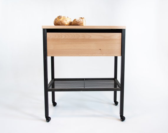 Beperken Opvoeding incident Keuken Trolley Met Lade En Snijplank in Zwart Staal - Etsy