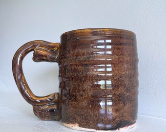 Brown Handmade Ceramic Pottery Coffee Mug with Handle