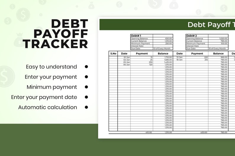 EXCEL Template - Debt Payoff Tracker, Spreadsheet Template, Excel