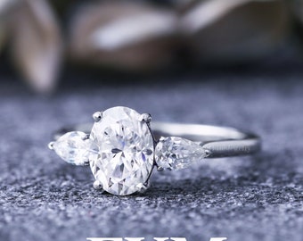 Oval moissanite engagement ring unique white gold ring, 1.5ct moissanite ring, wedding ring engagement rings for women, vintage promise ring