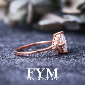 Moissanite engagement ring art deco 14K rose gold ring, vvs princess moissanite ring, unique ring, rings for women, promise wedding ring image 5