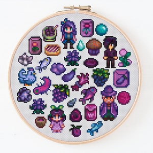 Stardew Valley Purple Cross Stitch Pattern