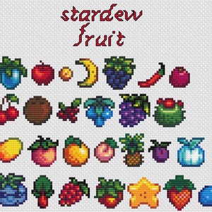 Stardew Fruit Cross Stitch Pattern