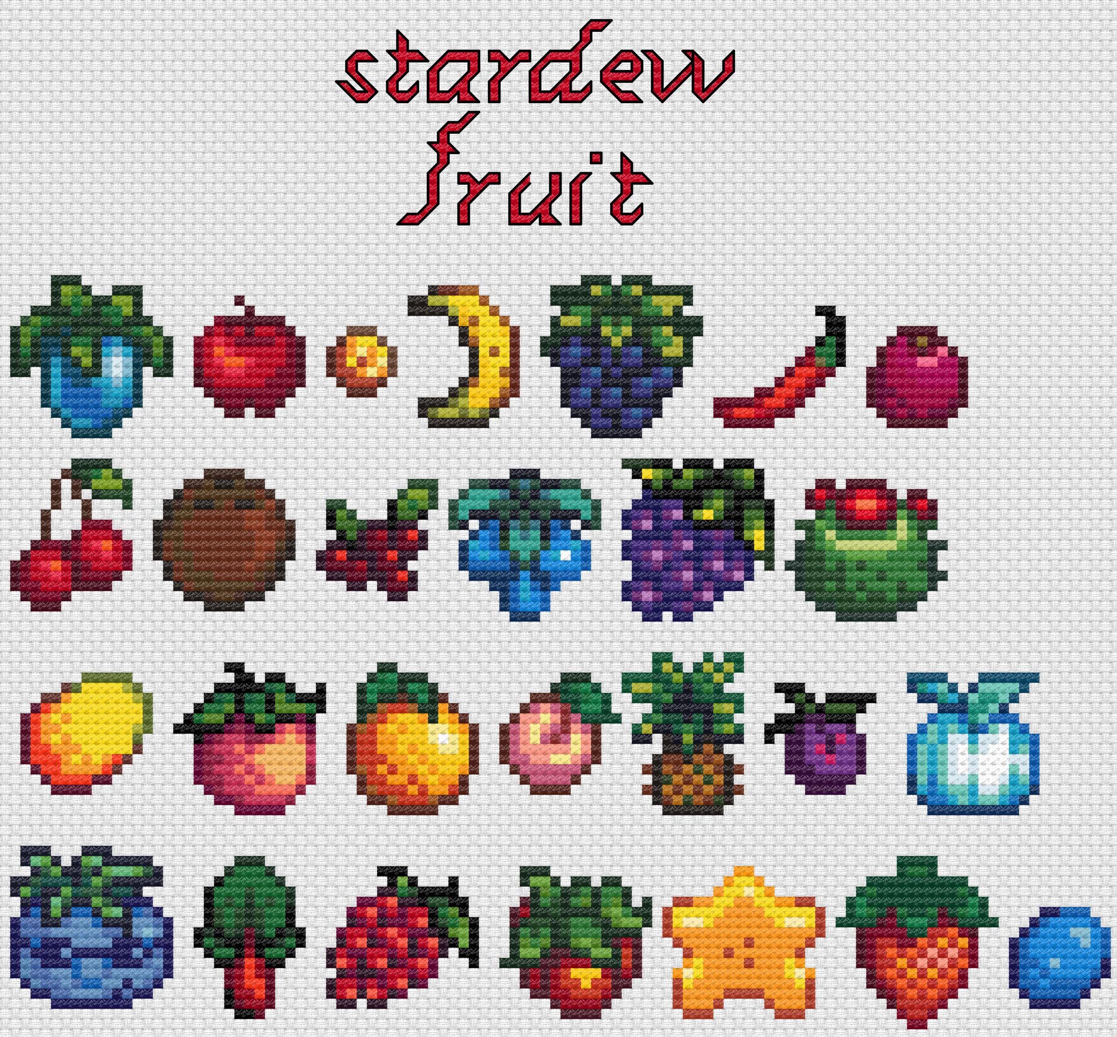 Stardew Fruit Cross Stitch Pattern - Etsy